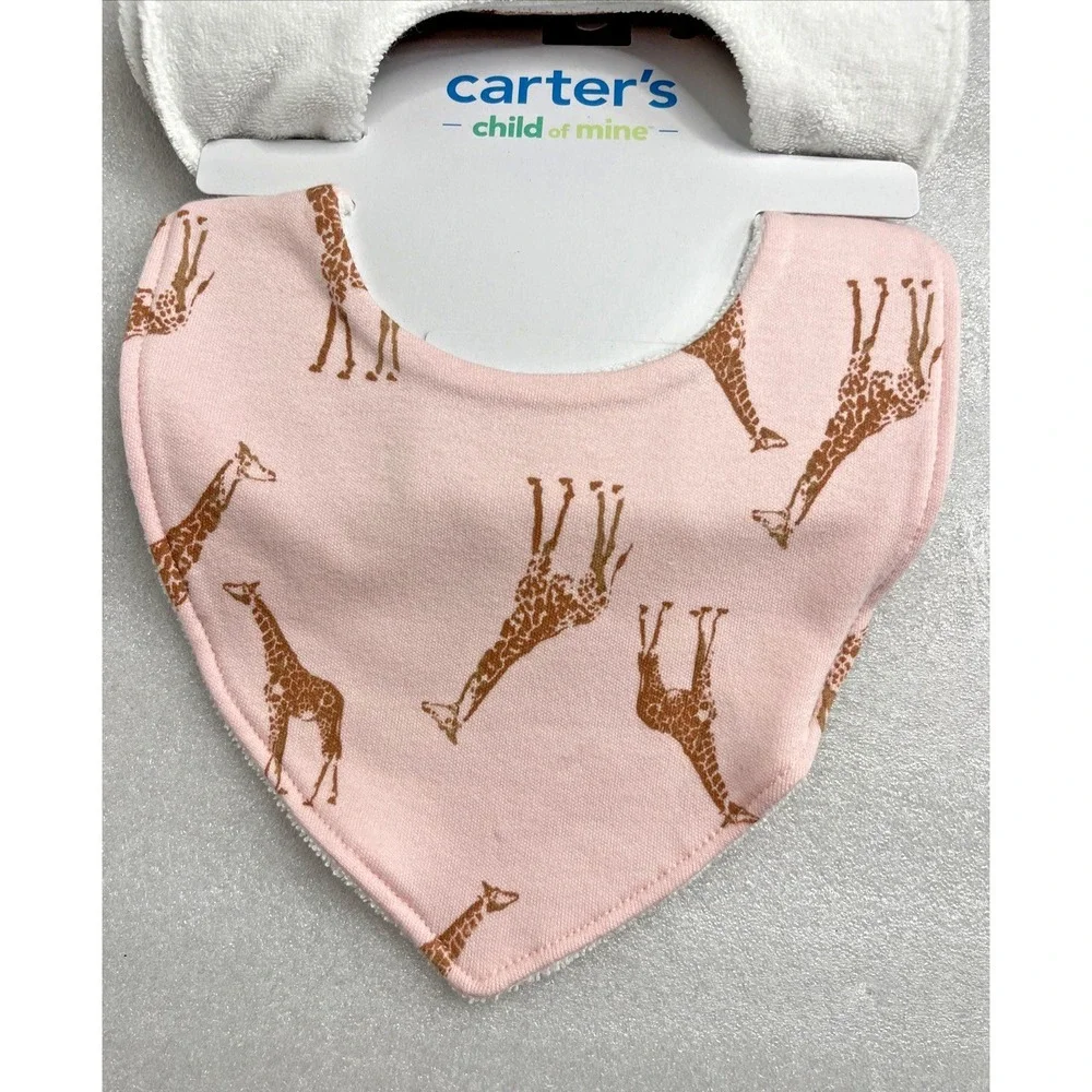Carter's Child of Mine Baby Bandana Bibs Cheetah Giraffe 3-Pack Snap Closure NEW